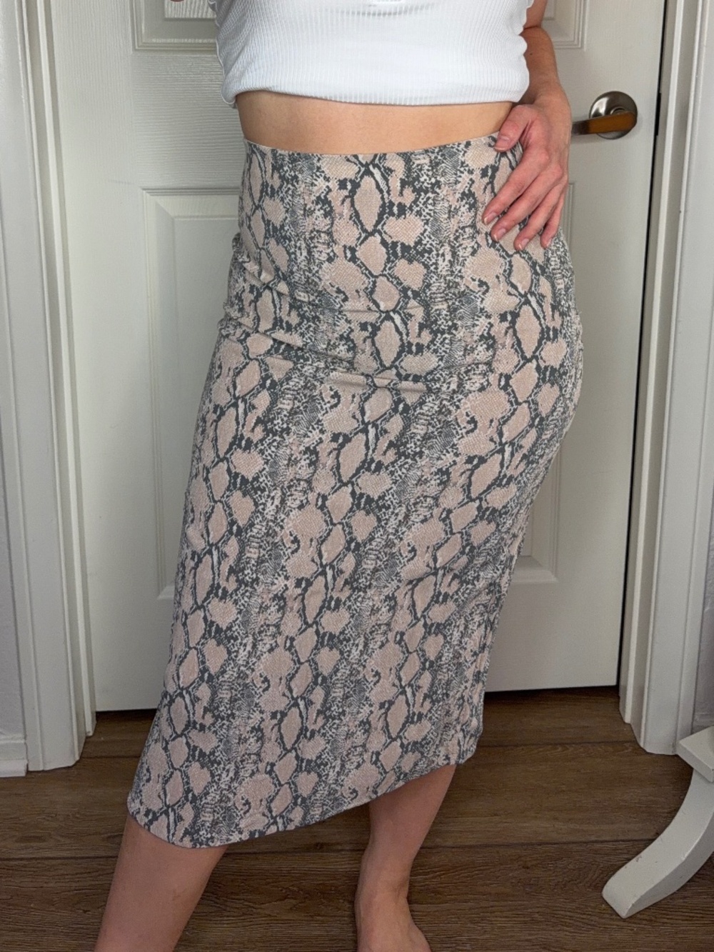 American Eagle Snake Print Midi Skirt